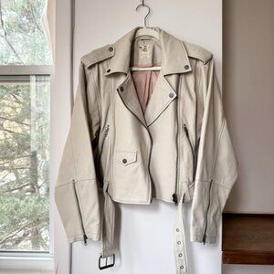 Free People Leather Moto Jacket Cream We The Free Medium